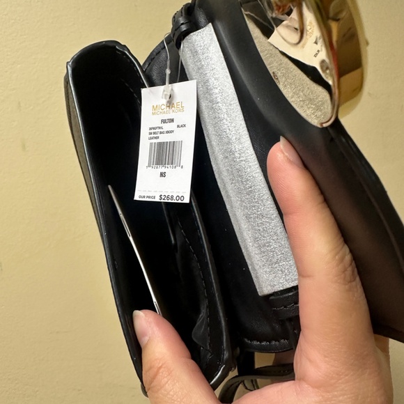 NWT! MK Michael Kors Fulton Leather Small Belt Bag Crossbody In Black 35F9GFTN1J - Picture 6 of 7